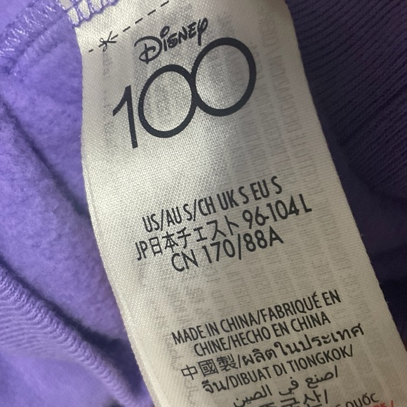 Disney 100 Years of Wonder Sweatshirt Hoodie Size SMALL Purple Embroidered - Picture 9 of 11